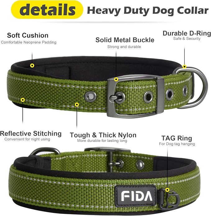 Fida Heavy Duty Dog Collar for Medium Dogs, Ultra Comfortable Soft Neoprene - Image 3