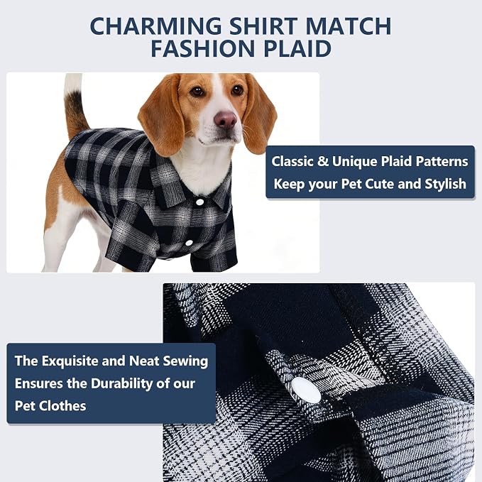 Koneseve Dog Shirt, Pet Plaid Clothes Shirt T-Shirt, Sweater Bottoming Shirt - Image 4