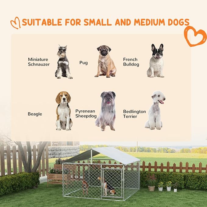 PawHut Outdoor Dog Kennel, Heavy Duty Dog Run Outdoor Fence - Image 3