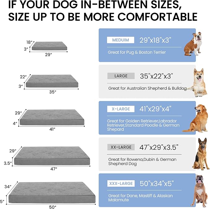 Jumbo Dog Bed for Large Dogs, Orthopedic Memory Foam Pet Bed, Washable Dog - Image 6
