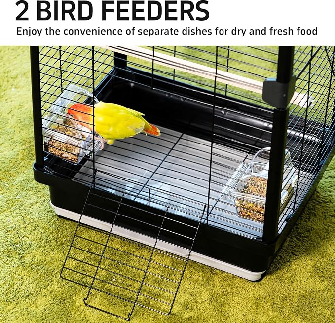 25 inch Bird Cage, Portable Travel Parrot Cage, Double-Layer Parakeet Cage - Image 5