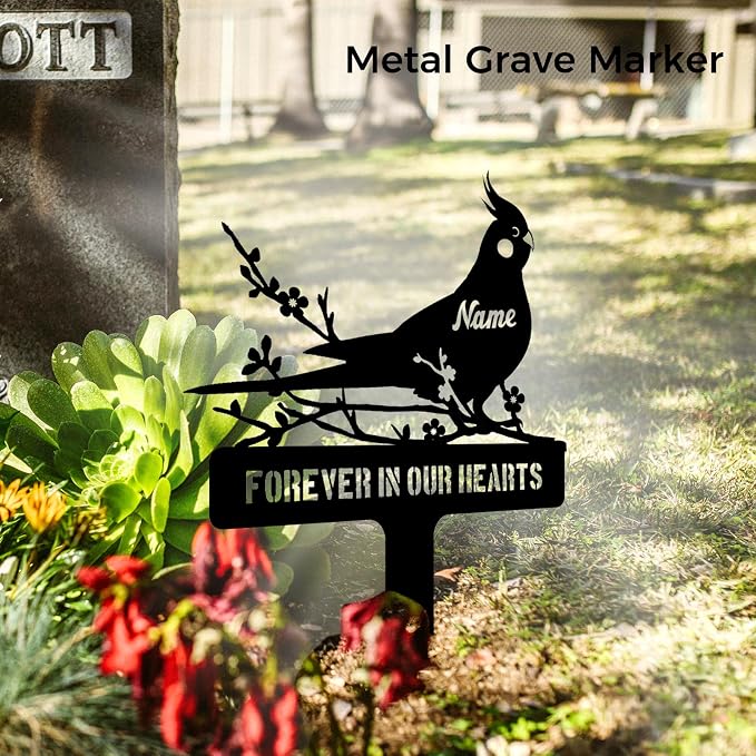 Personalized Cockatiel Memorial Stake – Custom Pet Parrot Bird Grave Marker - Image 3