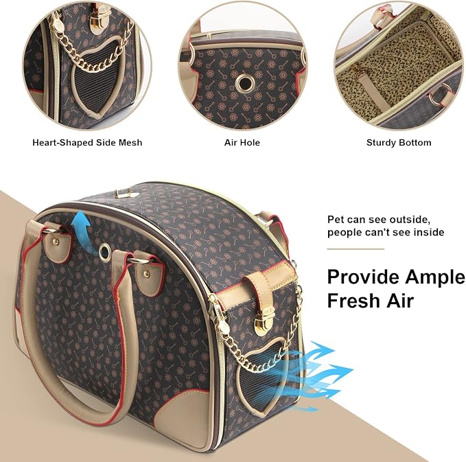 Fashion Dog Carrier PU Leather Dog Handbag Dog Purse Cat Tote Bag Pet Cat Dog - Image 5