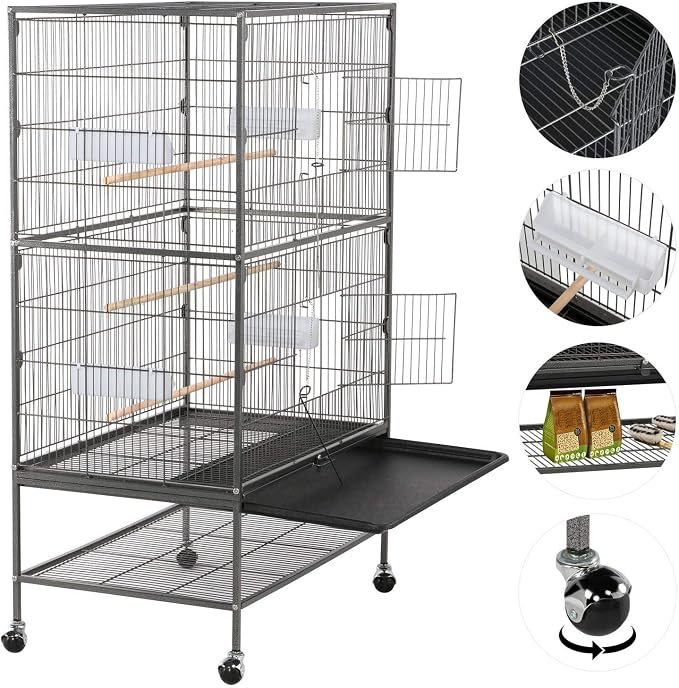 Topeakmart Wrought Iron Large Flight Parrot Bird Cage - Image 3