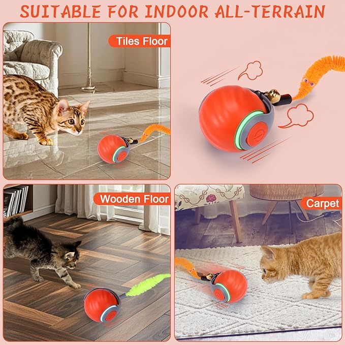 BABORUI 2Pack Orange Interactive Cat Toy Ball - Image 6