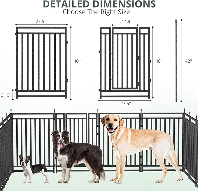 Dog Fence Outdoor for Yard Indoor Dog Playpen 40" Height 48 Panels Portable Dog - Image 3