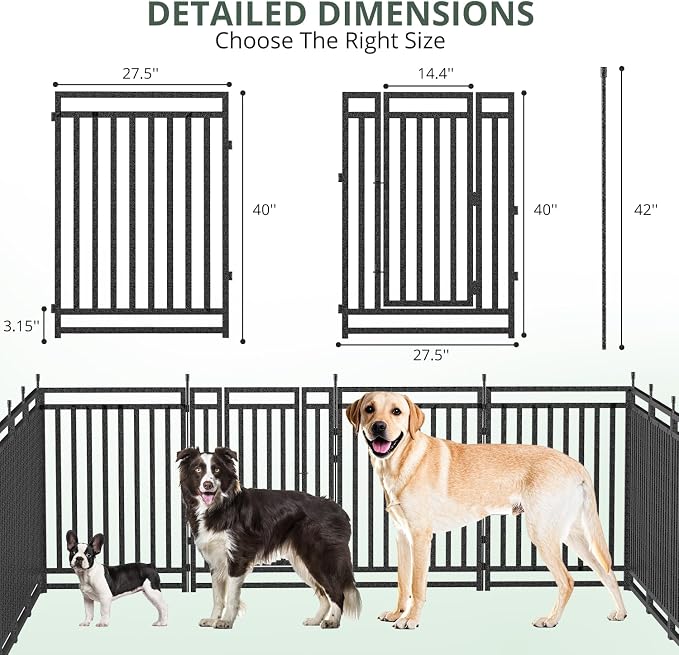 Dog Fence for Yard Outdoor Indoor Dog Playpen 40" Height 8 Panels Metal Dog Pen - Image 4