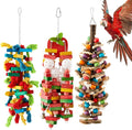 3 Pcs Extra Large Bird Parrot Toy Multicolored Natural Wooden Parrot Cage by Seenelling