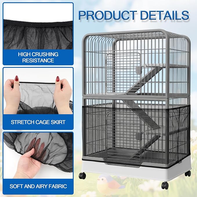 Large Bird Cage Cover, Breathable Nylon Mesh Seed Catcher - Image 3