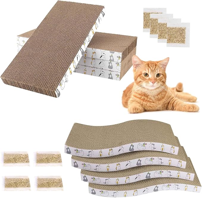PatiencET Cardboard Cat Scratcher Pads, Double-Sided, Catnip Included, by patiencET