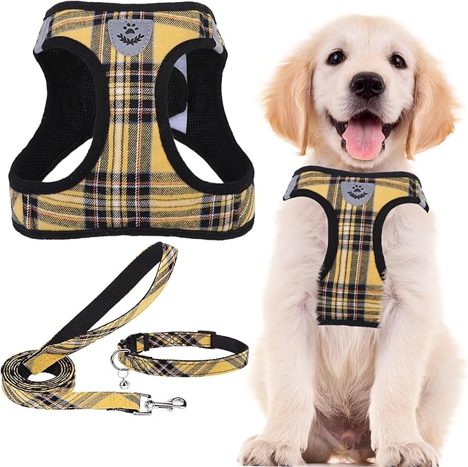 PUPTECK Adjustable Dog Harness Collar and Leash Set Step in No Pull Pet Harness by PUPTECK