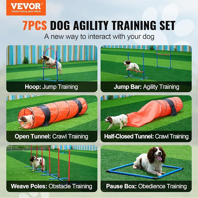 VEVOR Dog Agility Course Backyard Set, 2 Tunnels - Image 2