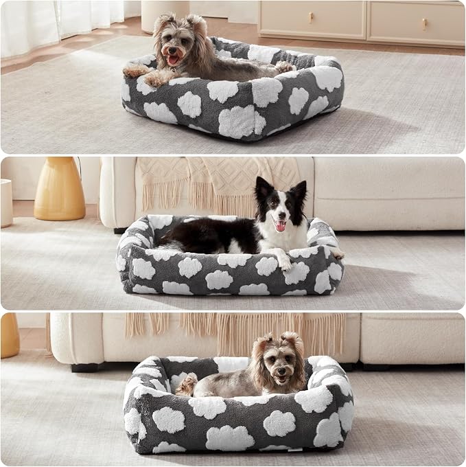 JOEJOY Cute Dog Bed Medium Size Dog, Rectangle Soft Furry Dog Beds - Image 5