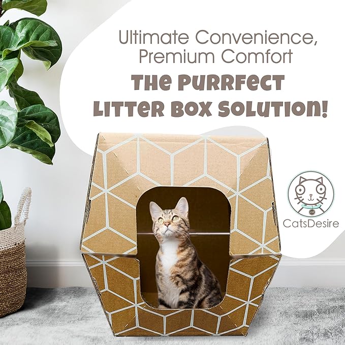 Cats Desire Disposable Litter Box No Plastic Solution w/ Low Entry & Enclosed - Image 4