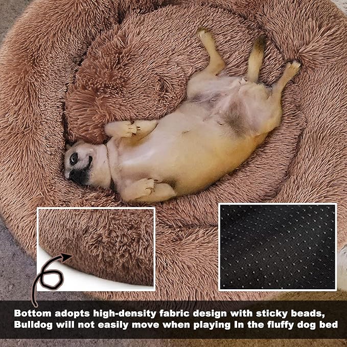 Calming Dog Bed for Medium Dogs Washable Donut 30 inches Anti-Slip Pet Bed - Image 5