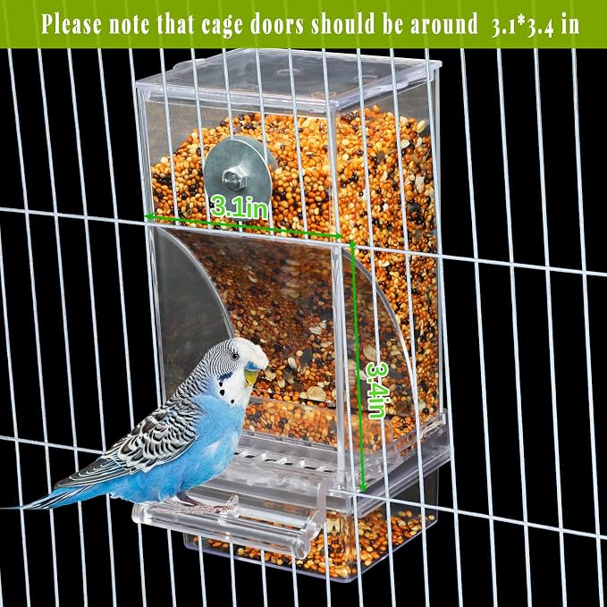 Rypet No Mess Automatic Bird Feeder Transparent Food Container Cage Acrylic - Image 4