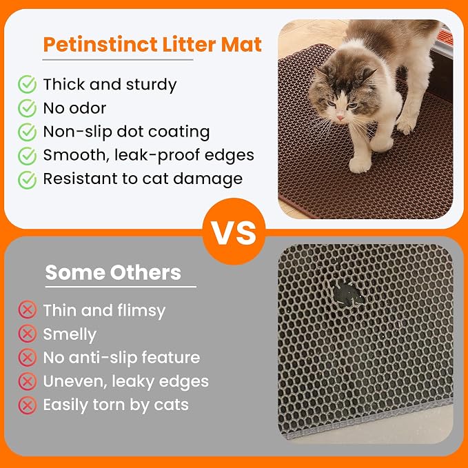 Small Cat Litter Mat, 20x14’’ Double Layer Honeycomb Cat Litter Box Mat - Image 3