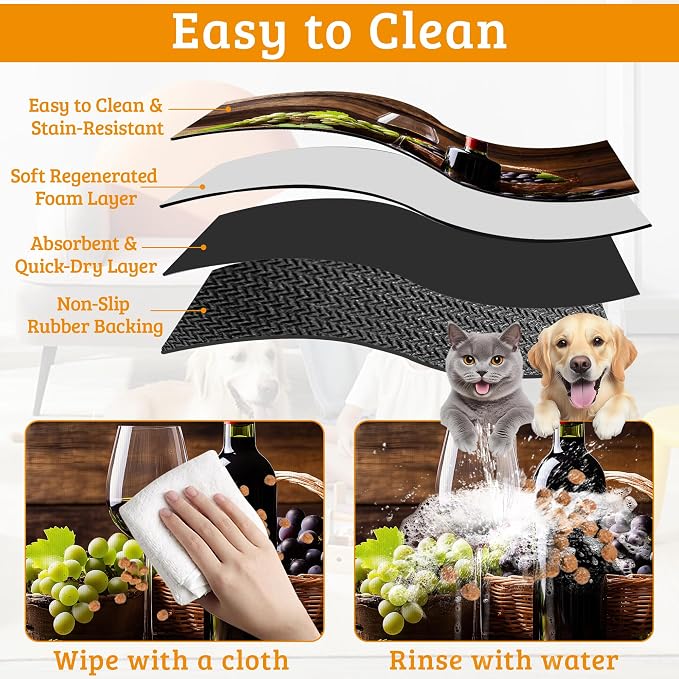 Pet Feeding Mat, Non-Slip Water Bowl Placemat, Pet Supplies 12" x 20" - Image 5