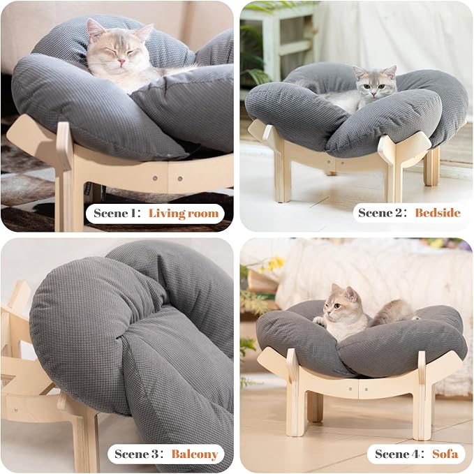 CHEERHOME PETS Elevated Cat Bed Wooden - Image 8