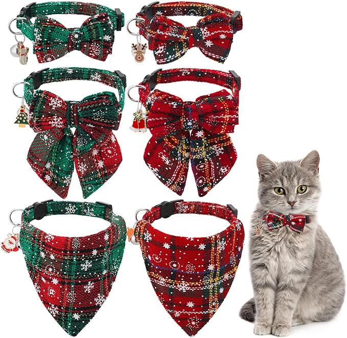 6 Pack Christmas Cat Collar by DragonflyDreams