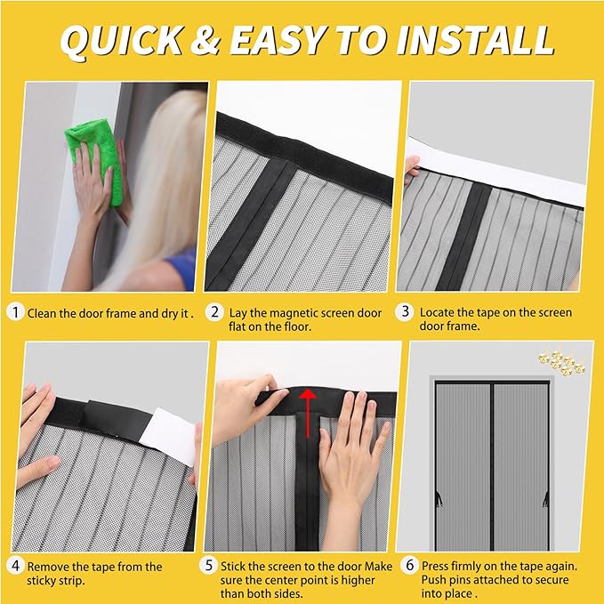 Magnetic Screen Door for 48 x 96 Inch French Door, Screen Itself Size: 50" x 97" - Image 6