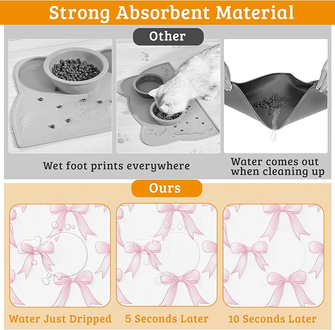 Pet Feeding Mat, Non-Slip Water Bowl Placemat, Pet Supplies 16" x 24" - Image 3