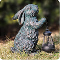 Solar Garden Outdoor Decor Bunny Statues, Figurine Decorations Rabbit by Vlyrofea