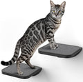 Grey Sisal-Padded Cat Wall Steps, Floating Wooden Cat Perch and Climbing Step by PELUOMOZ