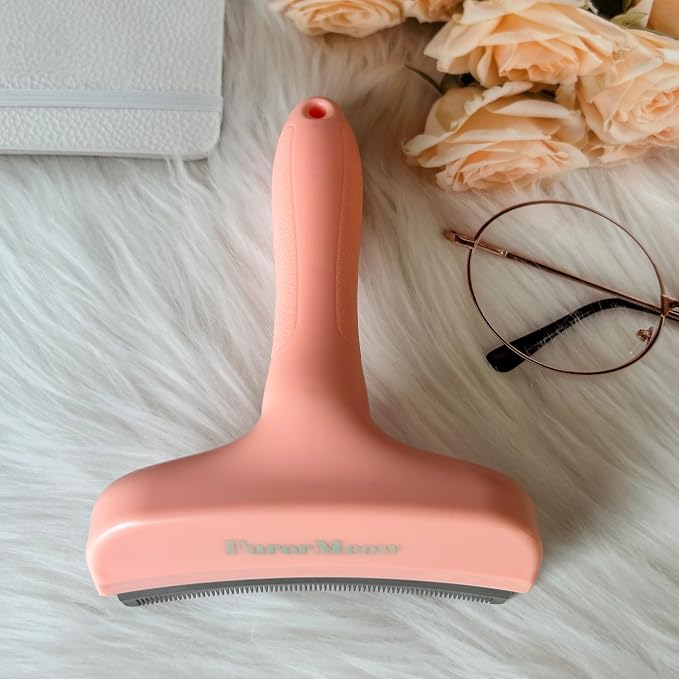 Pet Deshedding Tool with Curve Blade, Cat Grooming Brush, Tight V-shaped Teeth - Image 7