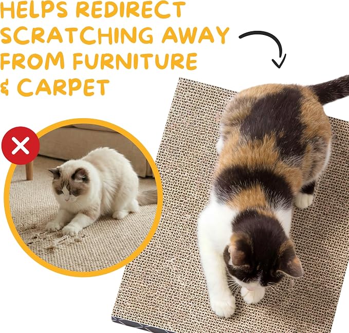 Hide & Scratch Cat Scratcher Pad – 4 Pack | Double-Sided Cardboard Refills - Image 4
