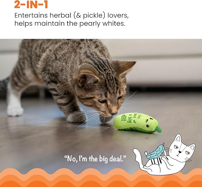Catstages Crunchy Pickle Kicker Cat Toy – Plush Crinkle Toy - Image 3