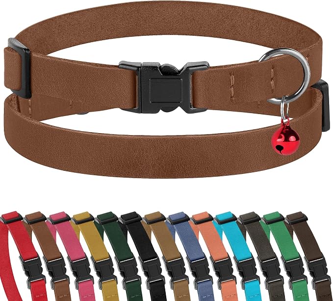 Muromto Breakaway Cat Collar Leather Soft Adjustable Pet Kitten Collars by Unknown