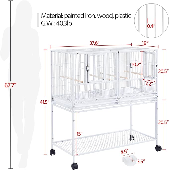 Yaheetech Stackable Divided Breeder Breeding Parakeet Bird Cage - Image 4