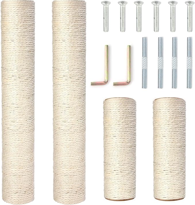 PowerKing Natural Sisal Replacement Scratching Post, 4 Pieces M8 Cat Scratch by PowerKing