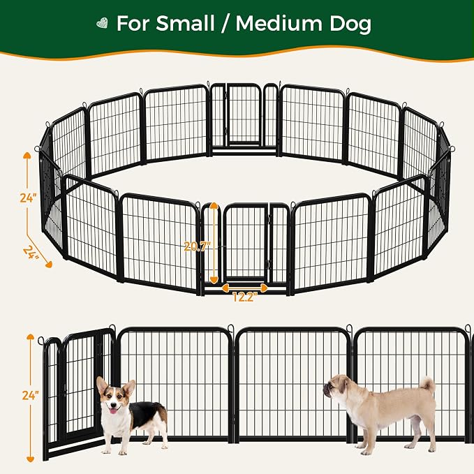 Yaheetech Dog Playpen Outdoor, 24 inch 16 Panels Dog Pen Indoor Heavy Duty - Image 5