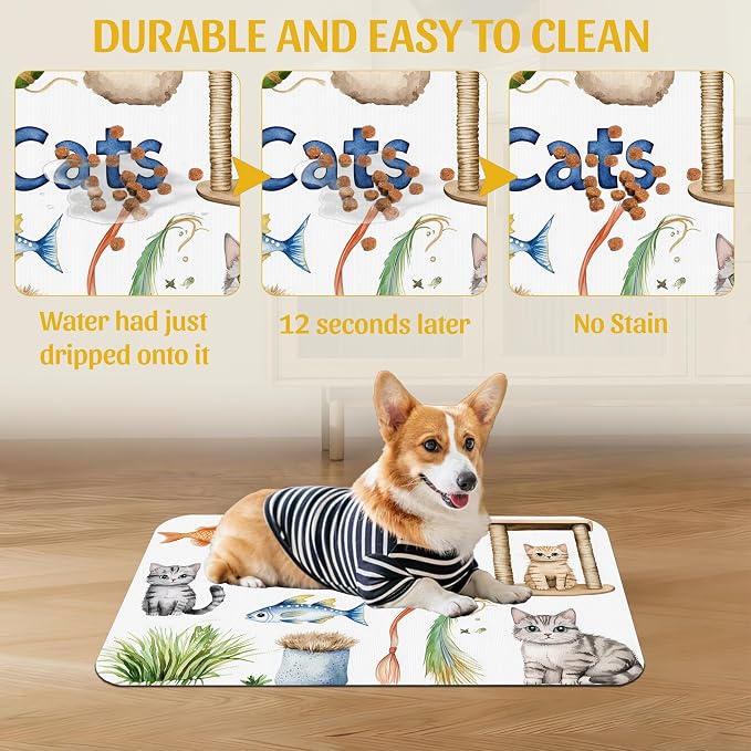 Cat Fun Pet Feeding Mat, Absorbent Bowl Pad - Image 5
