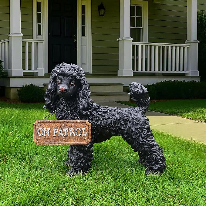 Poodle Statue Outdoor Decorations – Outdoor Dog Statue Standing Black Poodle - Image 4