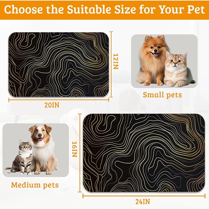 Dog Bowl Mat, Abstract Map Pet Feeding Mat - Image 6