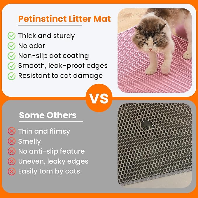 Extra Large Cat Litter Mat, 30x22 Inches Honeycomb Double Layer Cat Litter - Image 3