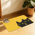 Cute Black Cat Peeking Pet Bowl Mat, Absorbent Placemat by QSOQSO
