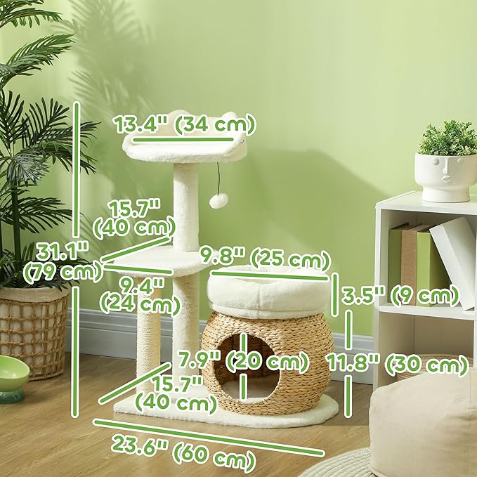 PawHut 31" Cat Tree, Cat Tower for Indoor Cats - Image 7