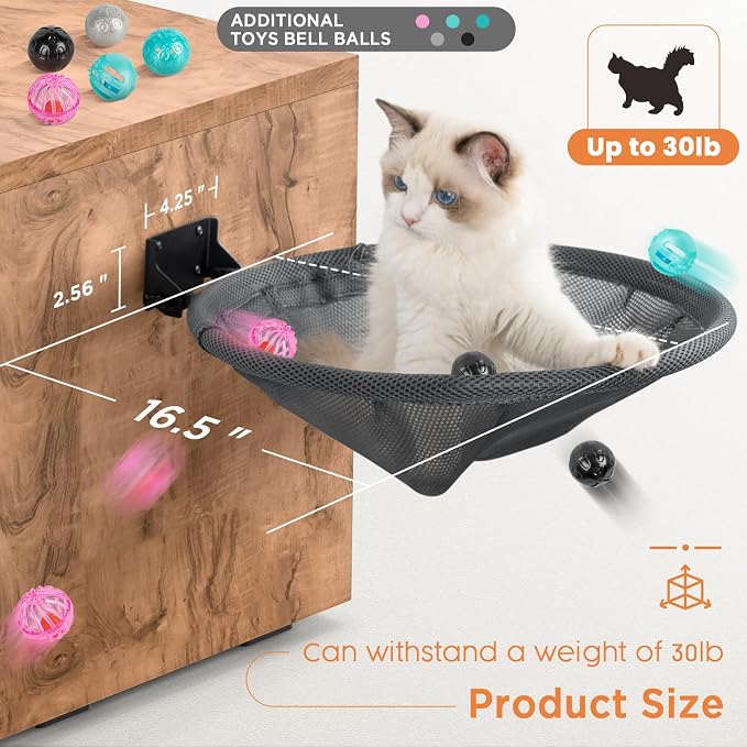 Cat Hammock Wall Mounted, Foldable & Stable Cat Beds- Breathable Cat Wall - Image 4