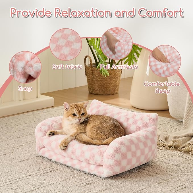 Hollypet Cat Bed Fluffy Plush Mutifuctional Double-Layer Soft Pet Couch - Image 6