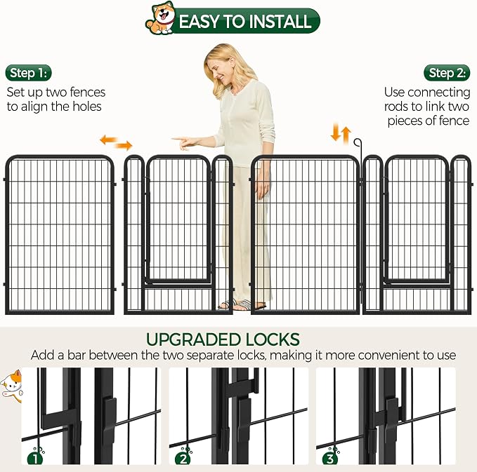 Yaheetech Dog Playpen Outdoor, 40 inch 16 Panels Dog Pen Indoor Heavy Duty - Image 4