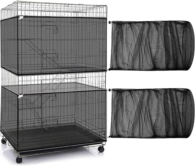 Shappy 2 Pieces Adjustable Bird Cage Seed Catcher Birdcage Cover Nylon Mesh by Shappy