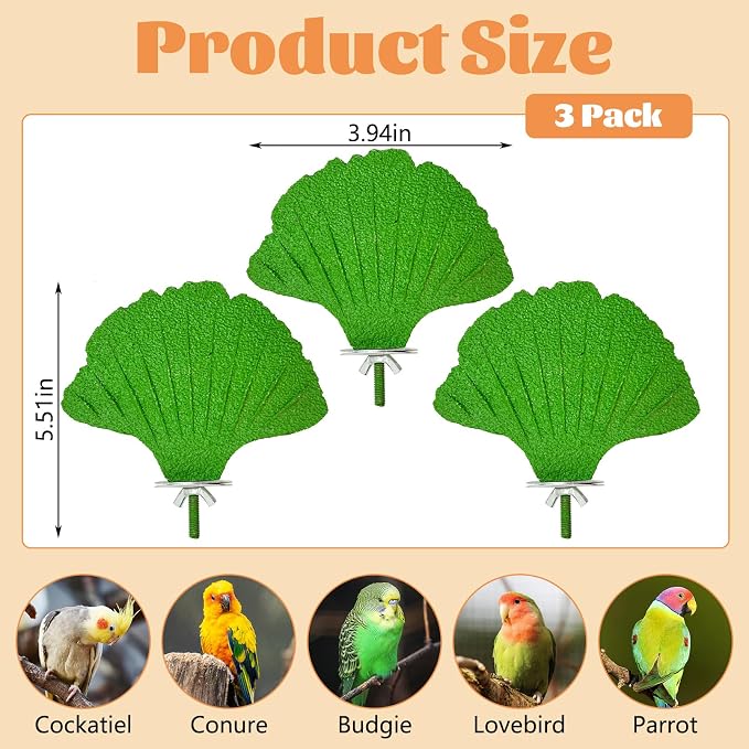 3 Pcs Parrot Perch Resin Bird Beak Grinding Stone Leaf Shape Perch Stand Foot - Image 3