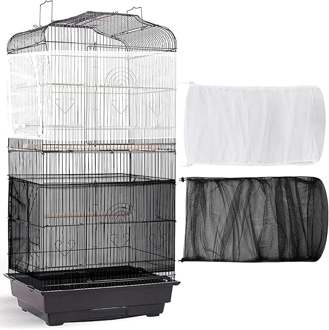 Shappy 2 Pieces Adjustable Bird Cage Seed Catcher Birdcage Cover Nylon Mesh by Shappy