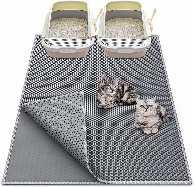 Cat Litter Box Mat: 36"x 30" Waterproof Kitty Cat Litter Trapping Mat, by Createabetterlifeforyou