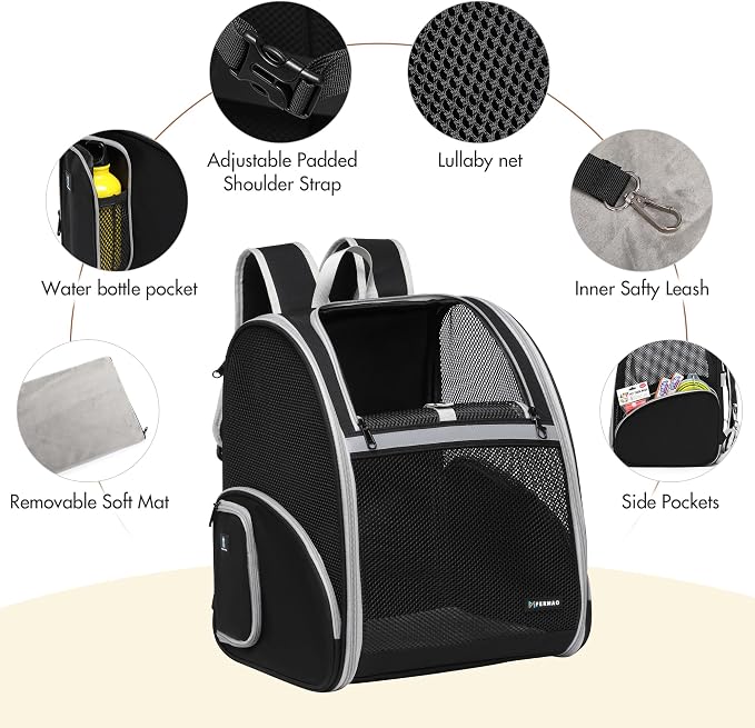 Pet Backpack Carrier, Large Cat Carrier Backpack Up to 20 Lbs - Image 8