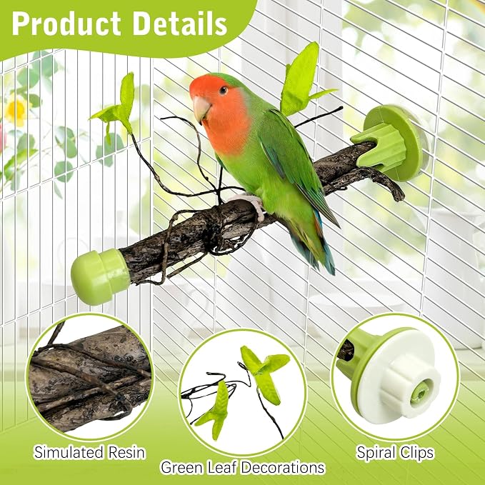 PINVNBY 3 PCS Bird Perches Simulation Branch Parrot Cage Perch Stand - Image 3